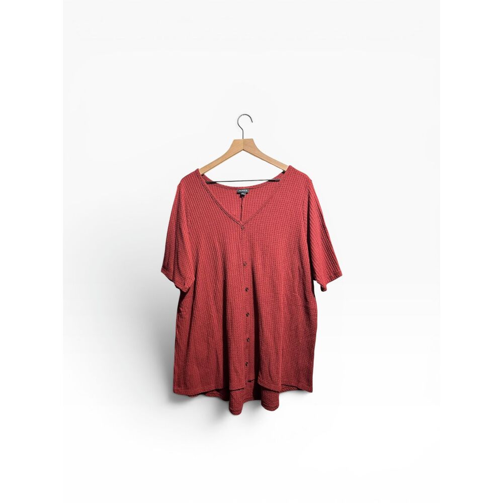 Torrid Hilo Tee Womens 3X Tunic Waffle Knit V Neck Faux Button Top